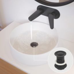 Flomasta Slotted Pop Up Small Basin Waste Matt Black 66mm