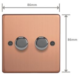 Varilight V-Pro 2-Gang 2-Way LED Dimmer Switch  Brushed Copper with Colour-Matched Inserts