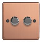 Varilight V-Pro 2-Gang 2-Way LED Dimmer Switch  Brushed Copper with Colour-Matched Inserts