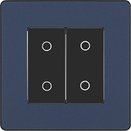 British General Evolve 2-Gang 2-Way LED Double Secondary Touch Trailing Edge Dimmer Switch  Blue with Black Inserts