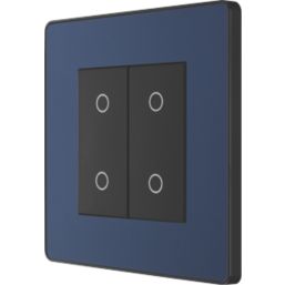 British General Evolve 2-Gang 2-Way LED Double Secondary Touch Trailing Edge Dimmer Switch  Blue with Black Inserts