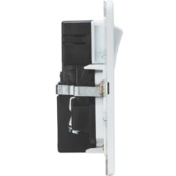 Knightsbridge SFR992LMW 13A 2-Gang DP Combination Plate + 4.0A 18W 2-Outlet Type A & C USB Charger Matt White with White Inserts