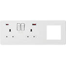 Knightsbridge SFR992LMW 13A 2-Gang DP Combination Plate + 4.0A 18W 2-Outlet Type A & C USB Charger Matt White with White Inserts