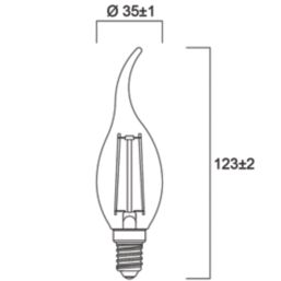 Sylvania TOLEDO RETRO BENT TIP E14 Candle LED Light Bulb  250lm 2.5W
