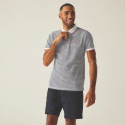 Regatta Tiver Polo Shirt White / Navy Stripe Large 43.3" Chest
