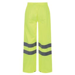 Regatta Pro Hi Vis Packaway Trousers Elasticated Waist Yellow Large 36" W 32" L