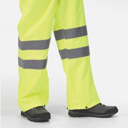 Regatta Pro Hi Vis Packaway Trousers Elasticated Waist Yellow Large 36" W 32" L