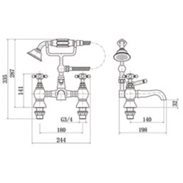 ETAL Eden Polished Chrome 335mm Deck Mounted Dual Control Manual Shower Mixer Tap