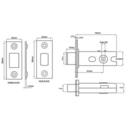 Smith & Locke Brushed Brass Tubular WC Deadbolt 64mm Case - 45mm Backset