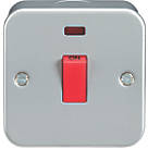 Knightsbridge  45A 1-Gang DP Metal Clad Cooker Switch with LED with White Inserts