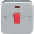 Knightsbridge  45A 1-Gang DP Metal Clad Cooker Switch with LED with White Inserts