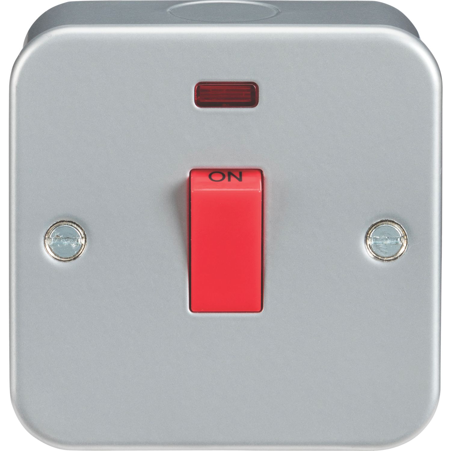 Knightsbridge 45A 1-Gang DP Metal Clad Cooker Switch with LED with White Inserts (962VF)