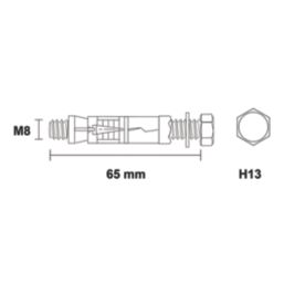 Easyfix Bolt Head Shield Anchors M8 x 65mm 5 Pack