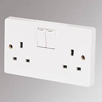 Crabtree Capital 13A 2-Gang SP Switched Plug Socket White