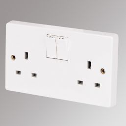 Crabtree Capital 13A 2-Gang SP Switched Plug Socket White