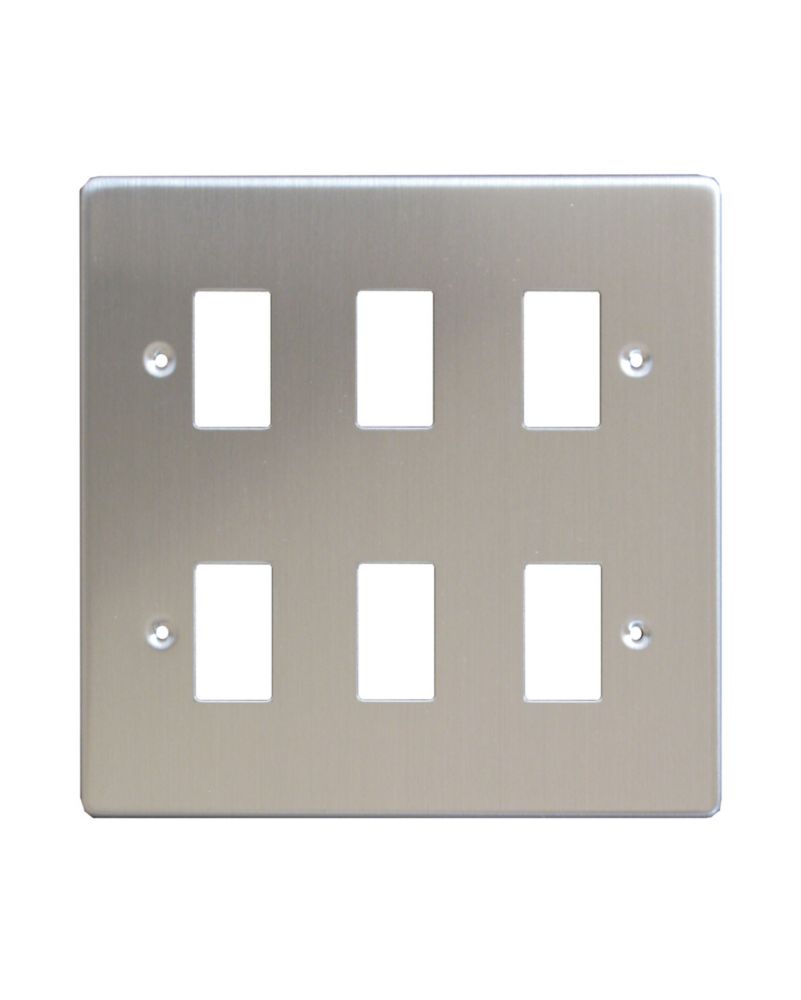 Varilight PowerGrid 6-Module Grid Faceplate Brushed Steel