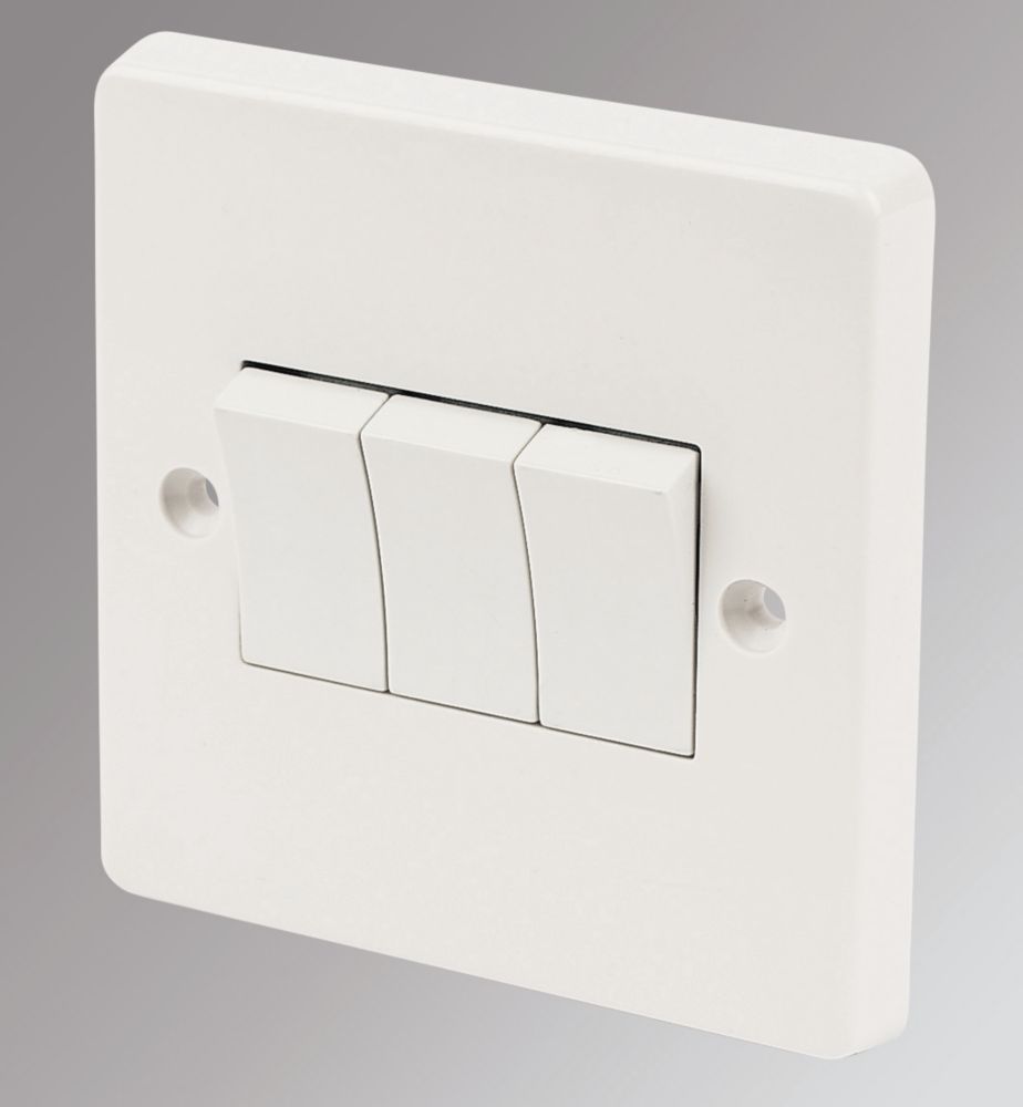 Crabtree Capital 10AX 3-Gang 2-Way Light Switch  White