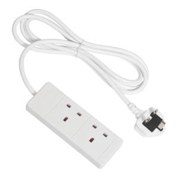 Essentials 13A 2-Gang Unswitched  Extension Lead White 2m