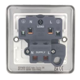 Hager Sollysta WRDP84BSW 20A 1-Gang 2P+E Control Switch Brushed Steel  with White Inserts