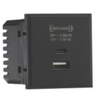 Knightsbridge  Modular 2.25A 45W 2-Outlet Type A & C USB Socket Black