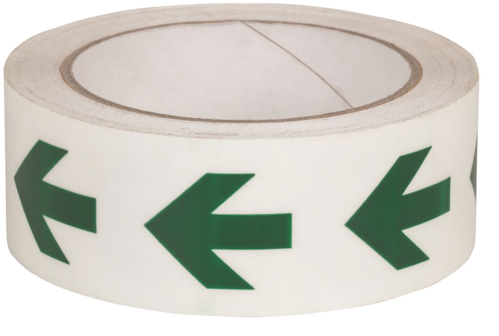Nite-Glo Directional Arrow Tape Green & White 10m x 40mm