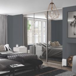 Spacepro Classic 3-Door Sliding Wardrobe Door Kit Cashmere Frame Mirror Panel 1760mm x 2260mm