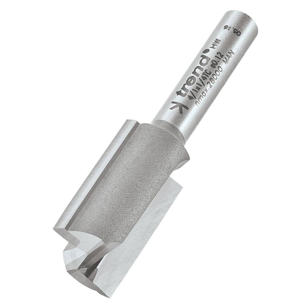 Trend 4/1X1/4TC 1/4" Shank DoubleFlute Straight Router Cutter 15mm x
