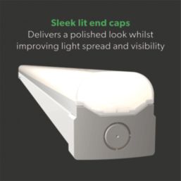 4lite Torre Single 5ft LED Batten With Microwave Sensor 25/50W 6500lm 230V