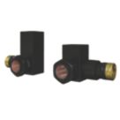 ETAL Swelt 15mm x 1/2" Satin Black Corner Designer Manual Radiator Valve Head & Body  2 Pack