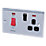 LAP  45A 2-Gang DP Cooker Switch & 13A DP Switched Socket Brushed Stainless Steel with Neon with Black Inserts