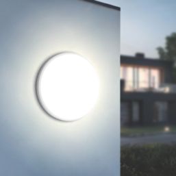 LAP Davenport Outdoor Round LED Bulkhead With Microwave Sensor White 12W 900lm