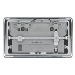 LAP  13A 2-Gang SP Switched Wi-Fi Extender Socket + 2.1A 10.5W 1-Outlet Type A USB Charger Polished Chrome with Black Inserts