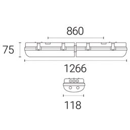 4lite  Twin 4ft LED Batten With Microwave Sensor 38W 4425lm 230V
