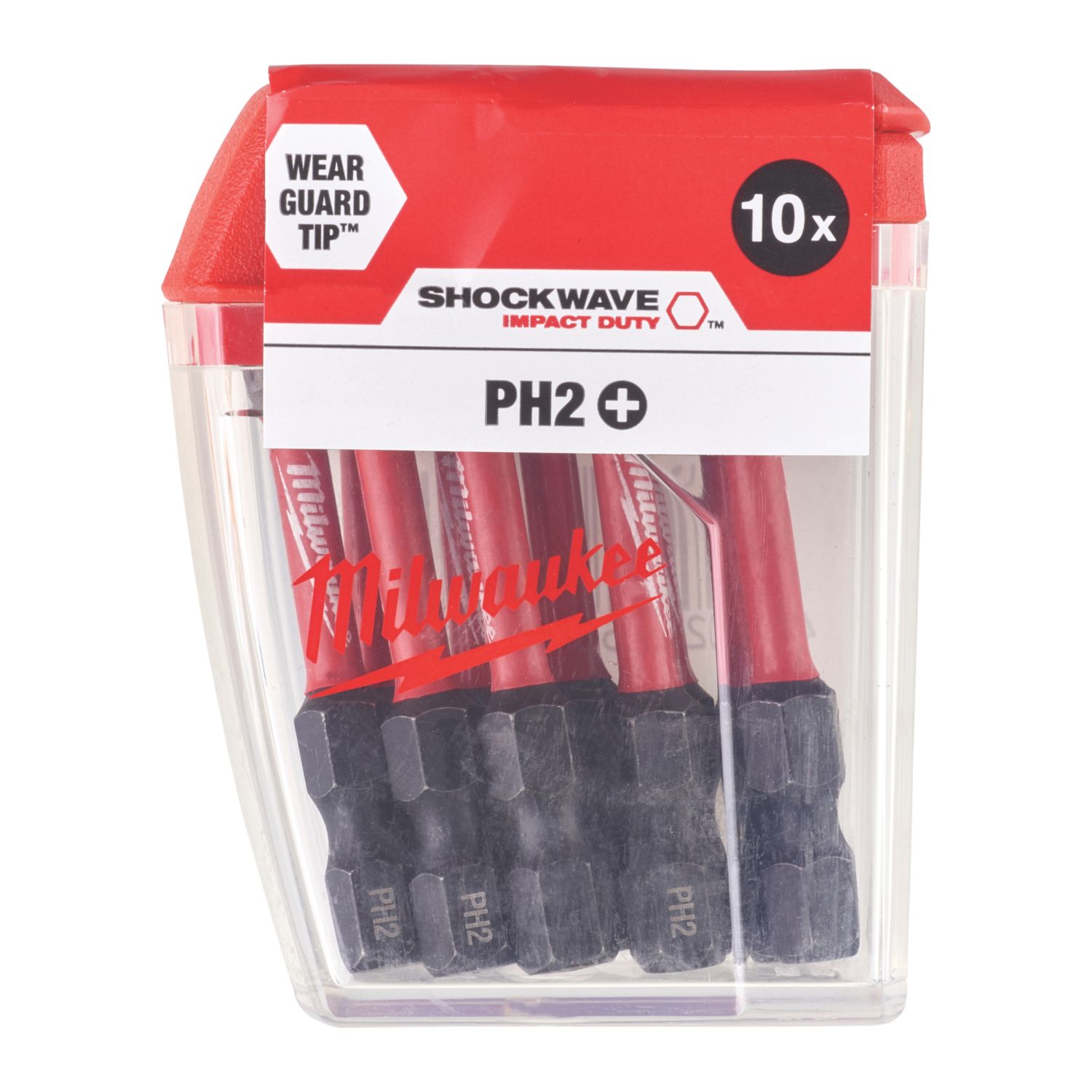 Milwaukee Shockwave 1/2" 50mm Hex Shank PH2 Impact Screwdriver Bits 10 Piece Set (964LX)