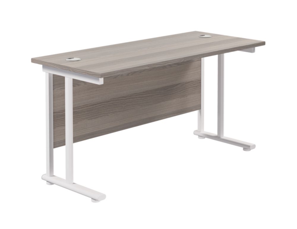 TC Group Aztec Twin Upright Rectangular Office Desk Grey Oak/White ...
