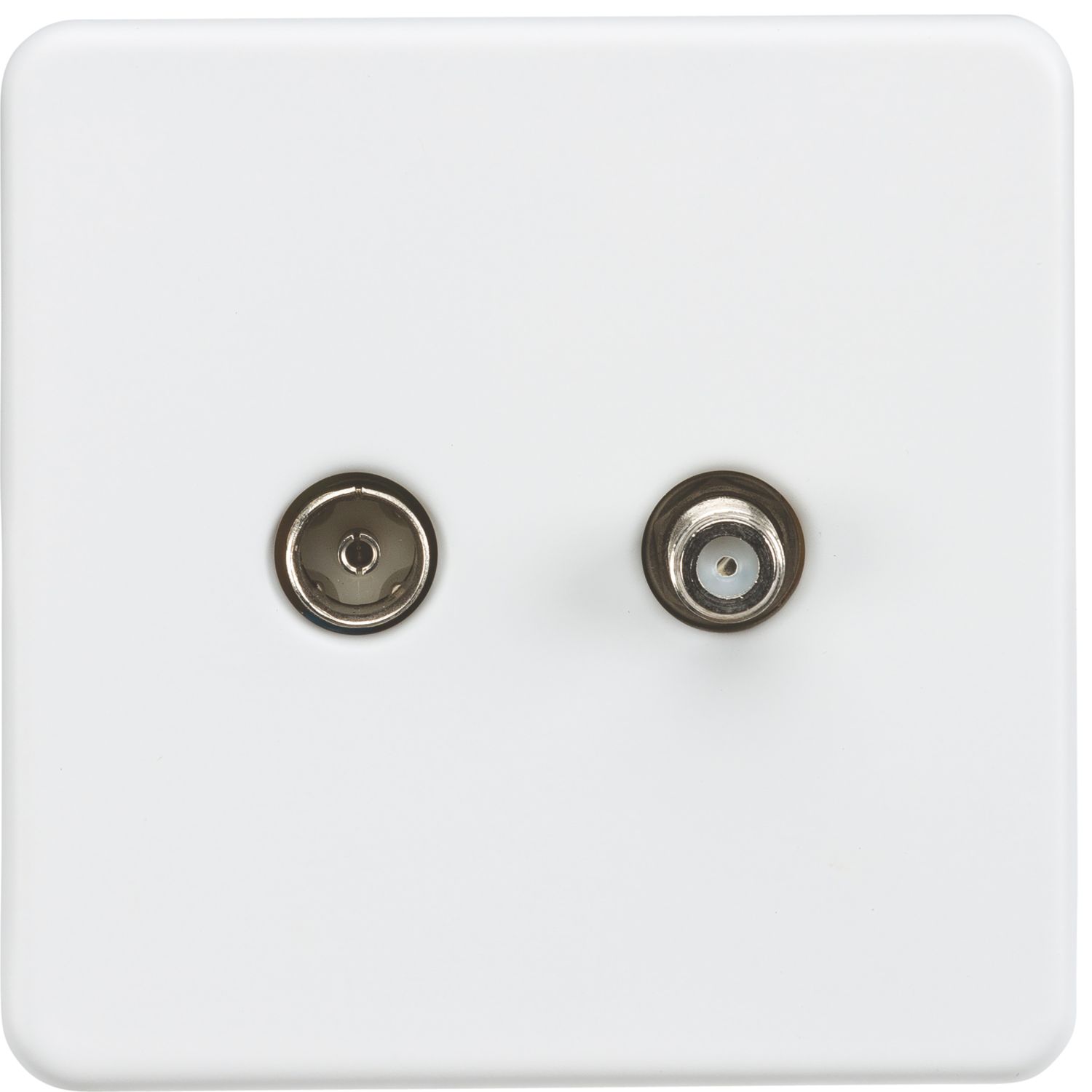 Knightsbridge 2-Gang Isolated Coaxial TV & F-Type Satellite Socket Matt White (964TY)