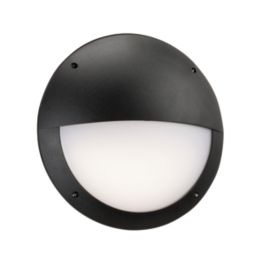 Saxby Seran Outdoor Round LED Bulkhead with Eyelid Cover With Microwave Sensor Matt Black 12W 800lm