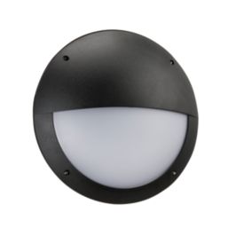 Saxby Seran Outdoor Round LED Bulkhead with Eyelid Cover With Microwave Sensor Matt Black 12W 800lm