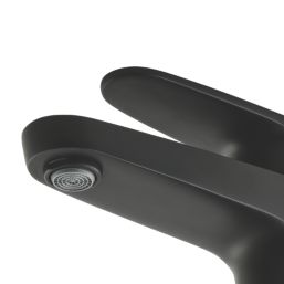 Swirl Caldew Black 301mm Standard Lever Mono Basin Mixer Tap  With Clicker Waste