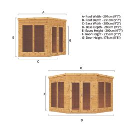 Mercia Premier Corner 9' x 9' (Nominal) Pent Timber Summerhouse