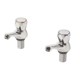 Swirl Contract Chrome 68mm Deck Mounted Round Head 2 Tap Holes Bath Pillar Tap