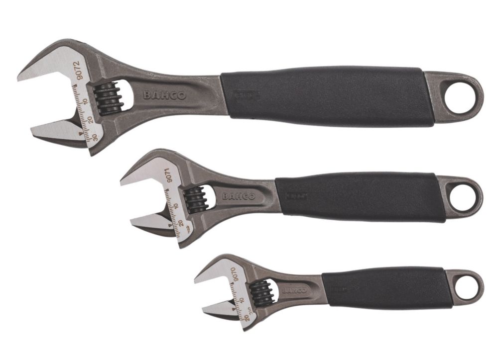 Bahco Adjust 3-90 Adjustable Wrench Set 3 Pieces - Screwfix