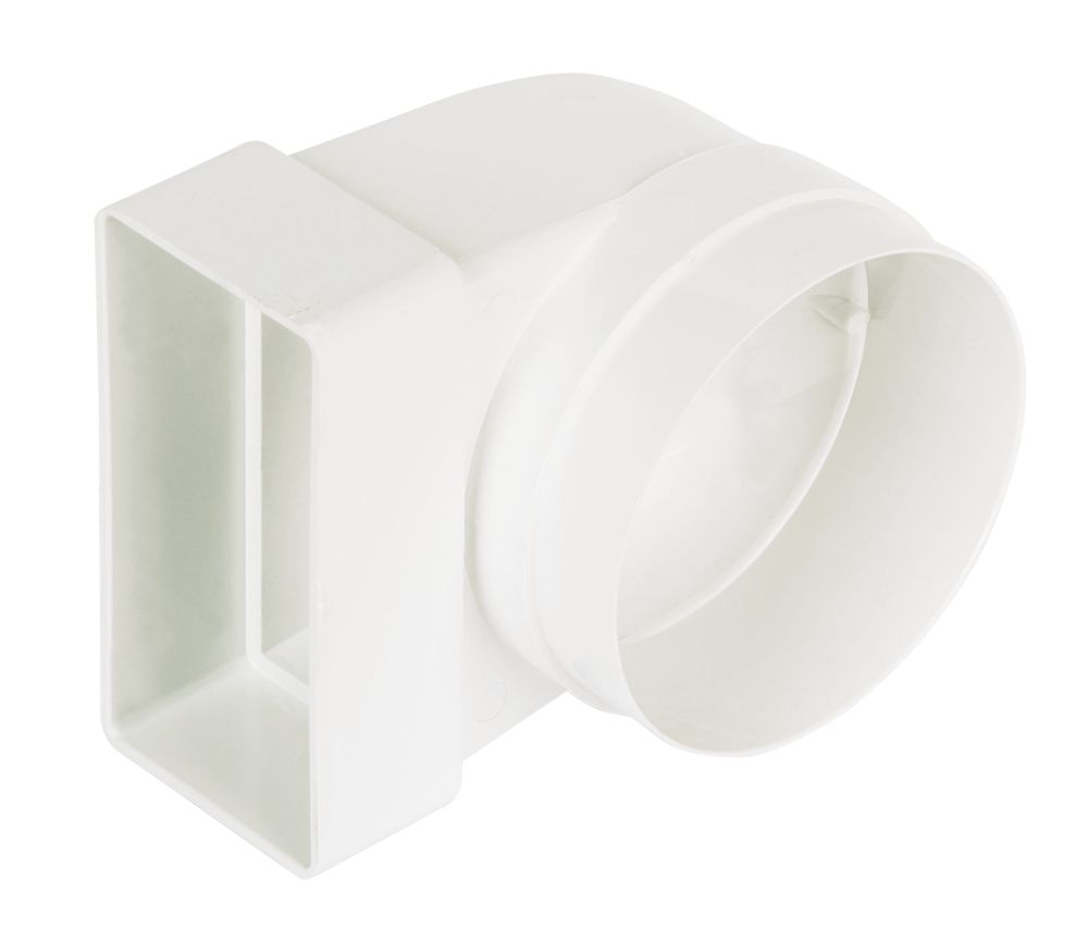 Manrose Round to Rectangular Connector Elbow 90° Bend Adaptor White 100mm