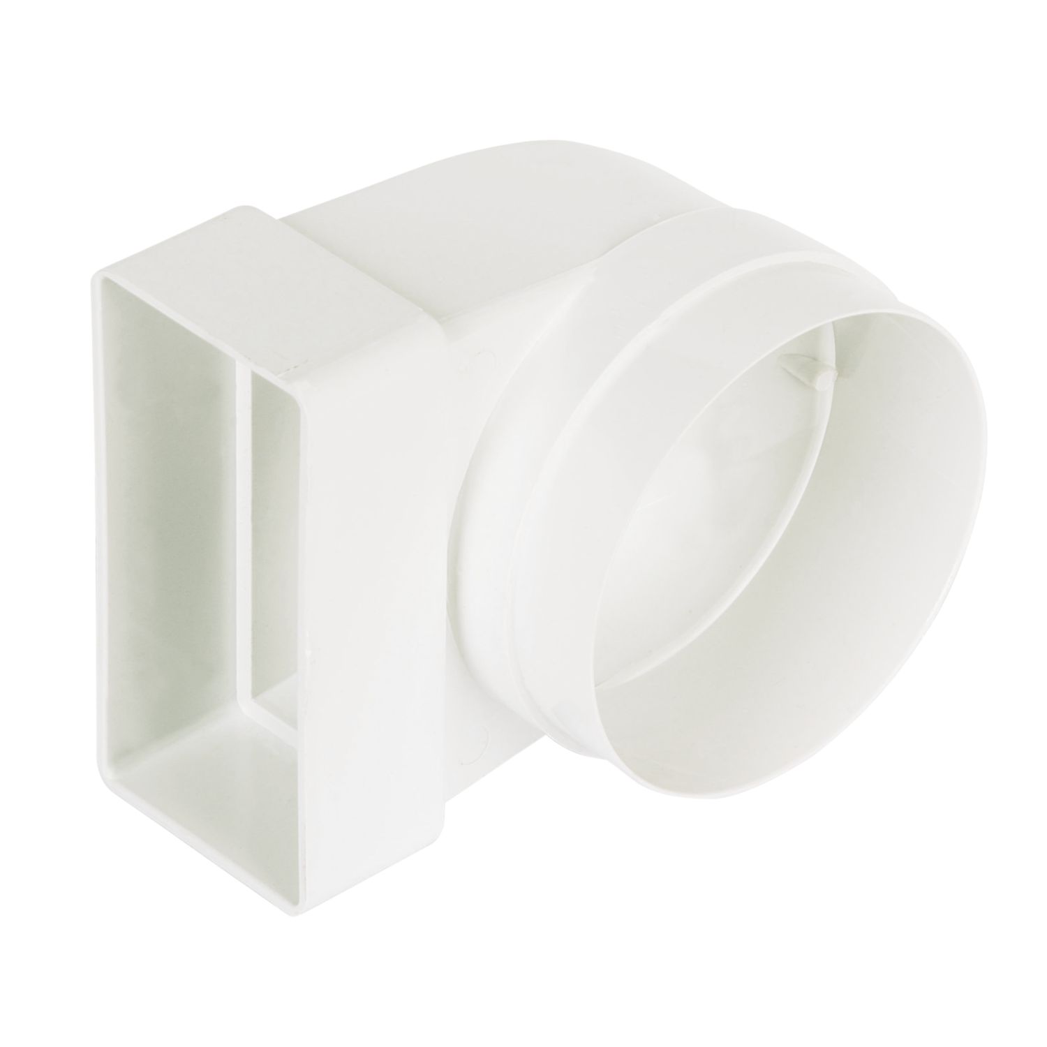 Manrose Round to Rectangular Connector Elbow 90° Bend Adaptor White 100mm (96549)