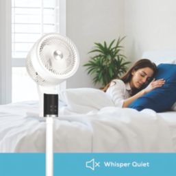 TCP  255mm White & Silver Pedestal Fan 240V