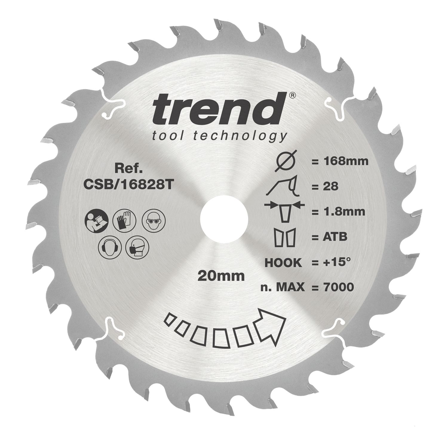 Trend CSB/16828T Wood/Chipboard/MDF Circular Saw Blade 168mm x 20mm 28T (965EC)