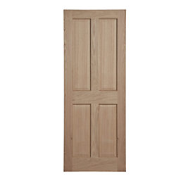 Unfinished Oak Wooden 4-Panel Internal Fire Victorian-Style Door 1981mm x 762mm