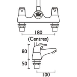 Bristan Cadet Chrome 80mm Deck Mounted Dual Control Manual Shower Mixer Tap