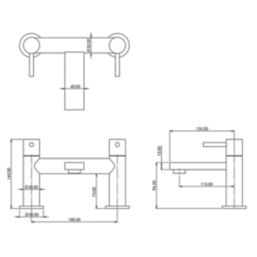 ETAL Blake Brushed Brass 145mm Deck Mounted Lever 2 Tap Holes Bath Mixer Tap