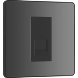 British General Evolve 1-Gang Slave Telephone Socket Polished Black with Black Inserts